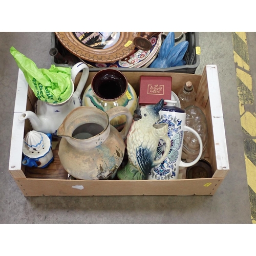 401 - Two boxes of ceramic Plates, Jugs, Vase, etc.