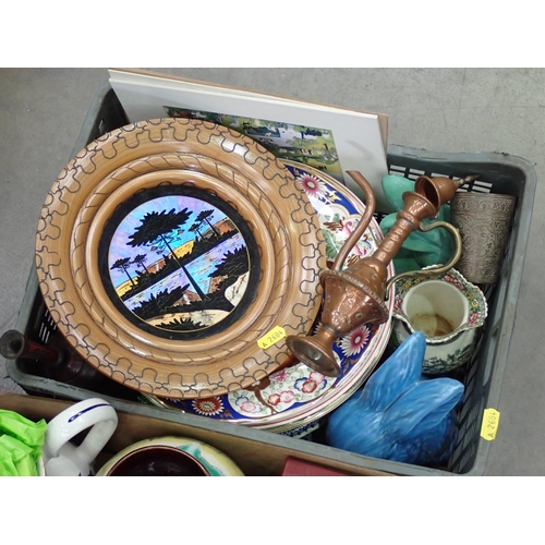 401 - Two boxes of ceramic Plates, Jugs, Vase, etc.