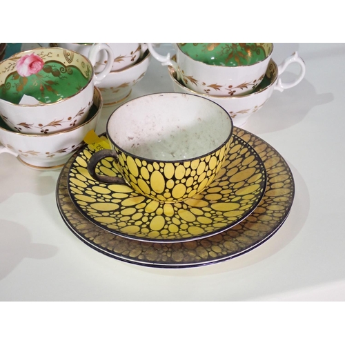 403 - A green and gilt 19th Century part Tea Service, a blue and gilt part Tea Service and a Shelley Cup a... 