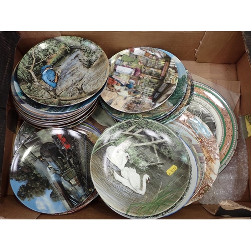 410 - Four boxes of Tea Cups and Saucers, Continental porcelain Figurine, Collector's Plates, etc.