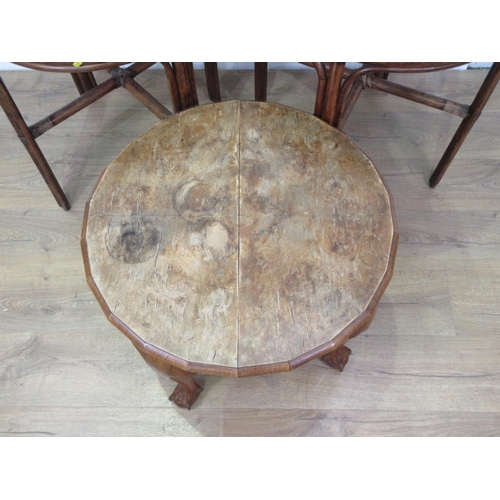 431 - A pair of bamboo circular Occasional Tables 2ft 2in H x 2ft D and a walnut veneered circular Coffee ... 