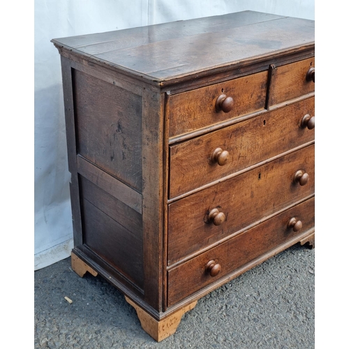 435A - A late 18th Century oak Chest of two short and three long drawers on bracket feet (replacements) 3ft... 