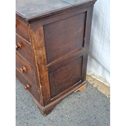 435A - A late 18th Century oak Chest of two short and three long drawers on bracket feet (replacements) 3ft... 