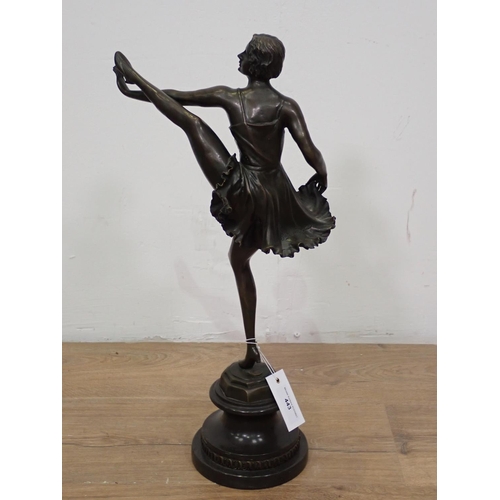 443 - A bronze Sculpture of a Ballerina signed Bruno Zack 1ft 9in H