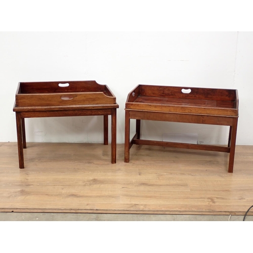 45 - Two 19th Century mahogany Butler's Trays on stands 2ft 8in W and 2ft 4in W