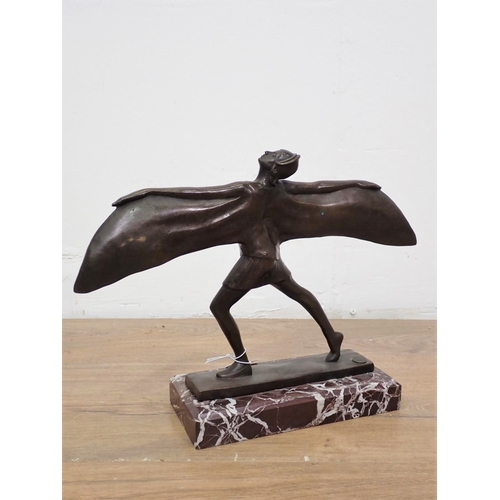 455 - A bronze Sculpture of a Dancing Girl on marble base 10in H