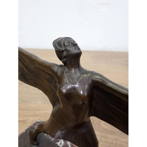 455 - A bronze Sculpture of a Dancing Girl on marble base 10in H