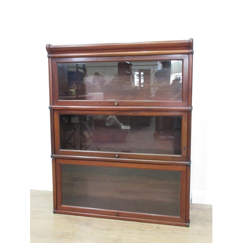 459 - A mahogany Globe Wernicke three tier Stacking Bookcase 3ft 6in H x 2ft 10in W