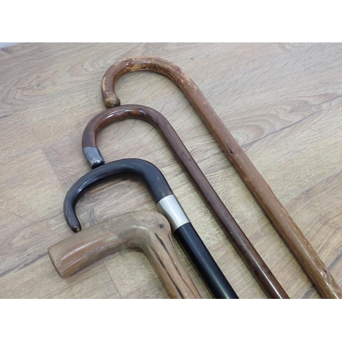 461 - Seven antique Walking Sticks and a Hunting Whip