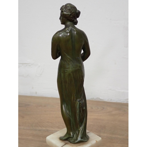 463 - A bronze Art Deco style Sculpture of a dancing girl on stone base 1ft 2in H and a Sculpture of a Cla... 