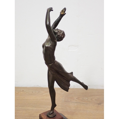 463 - A bronze Art Deco style Sculpture of a dancing girl on stone base 1ft 2in H and a Sculpture of a Cla... 