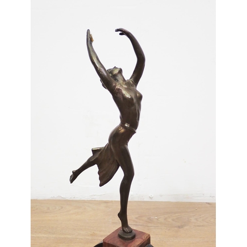 463 - A bronze Art Deco style Sculpture of a dancing girl on stone base 1ft 2in H and a Sculpture of a Cla... 