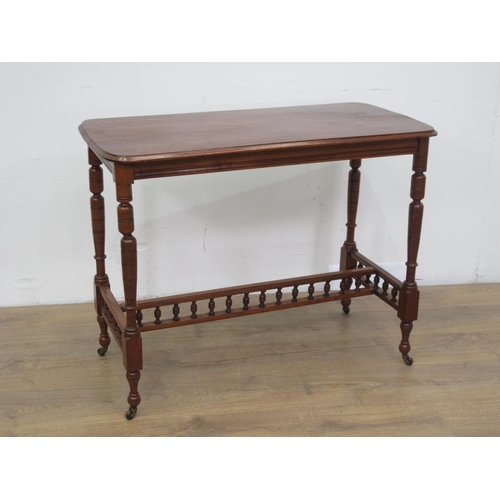 465 - A Victorian mahogany Side Table on turned supports 3ft W x 2ft 4in H