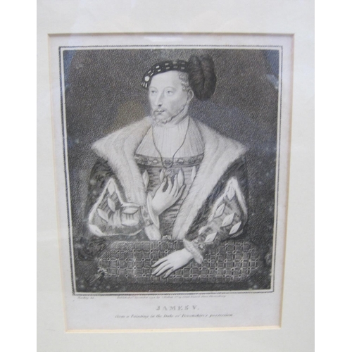 492 - AFTER JAMES DUFFIELD HARDING. Portrait of James V, engraving, published by J. Herbert, 1794, pl. 5 x... 