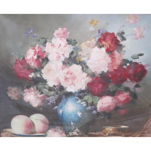 503 - ENGLISH SCHOOL. A Still Life of Flowers in a Vase, oil on canvas, 18 x 22in; and three pictures by o... 