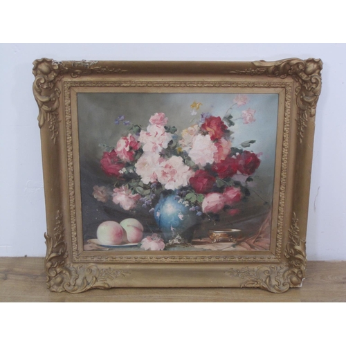 503 - ENGLISH SCHOOL. A Still Life of Flowers in a Vase, oil on canvas, 18 x 22in; and three pictures by o... 