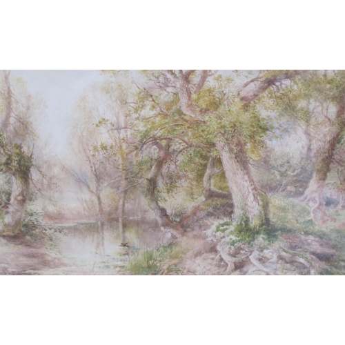 507 - CHARLES BALDWYN; By a Pond in Malvern Woods; and  Malvern Woods, signed, watercolour, 13 x 21in, a p... 