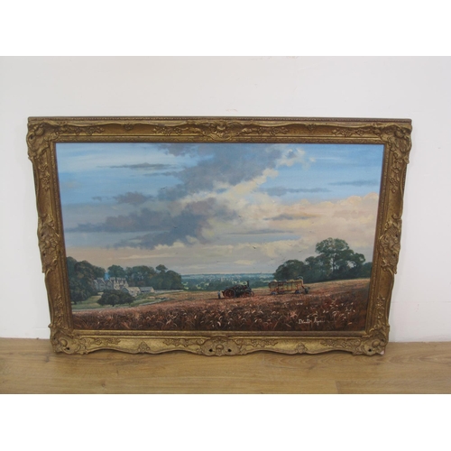 508 - DONALD AYRES. 'Harvest-time', signed, oil on canvas, 24 1/2 x 36in