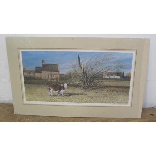 519 - ENGLISH SCHOOL. Harbour Scene with Fishing Boats, watercolour, 12 1/2 x 10 1/2in; four colour prints... 