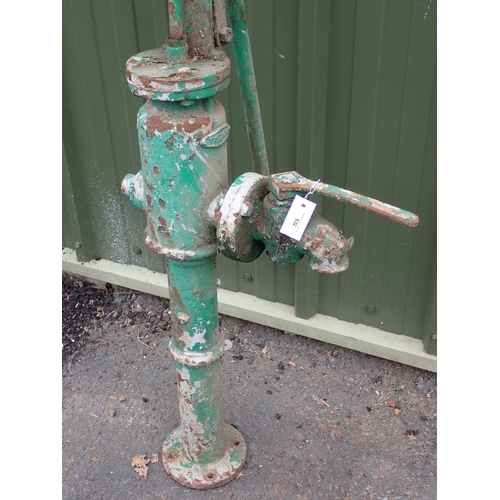 532 - A green painted cast iron Water Pump 5ft 8in H and a Winch