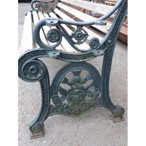 539 - A cast iron Garden Bench with wooden slats 5ft 5in W x 2ft 10in H