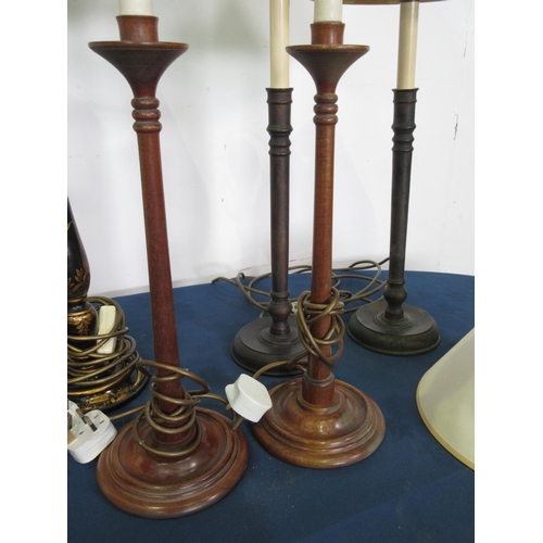 565 - Three pairs of Table Lamps and another Table Lamp and shade (four passed PAT, one fuse removed. Thre... 