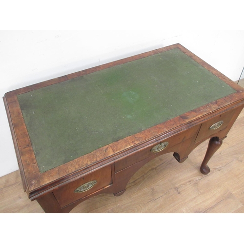 566 - A Georgian walnut Writing Desk fitted three drawers mounted upon cabriole supports and pad feet 3ft ... 