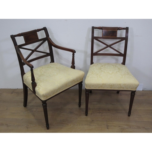 572 - Four 19th Century mahogany Dining Chairs with X backs including one carver