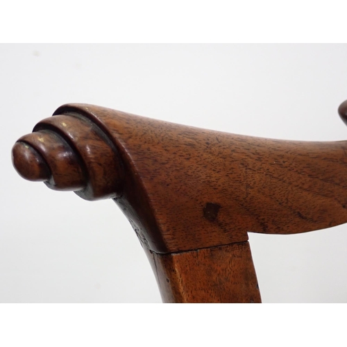 577 - A George III mahogany single Chair mounted on carved cabriole supports and claw and ball feet