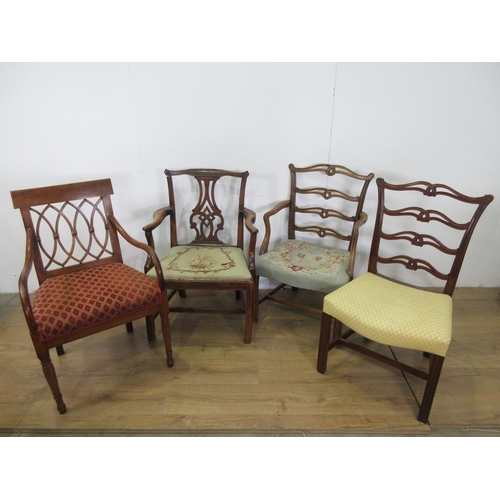 595 - Three 19th Century mahogany Elbow Chairs and a single Chair