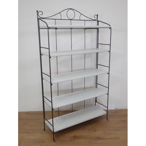 604 - A white painted and metal set of French Baker's Shelves 5ft 9in H x 3ft 5in W