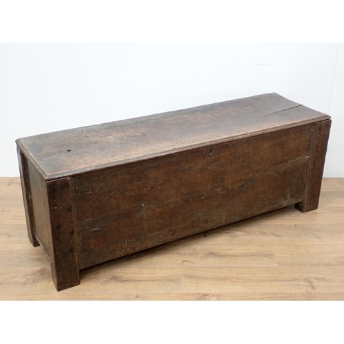 61 - A 17th Century Welsh Borders type oak Coffer of plank construction within dug out supports 5ft W x 1... 