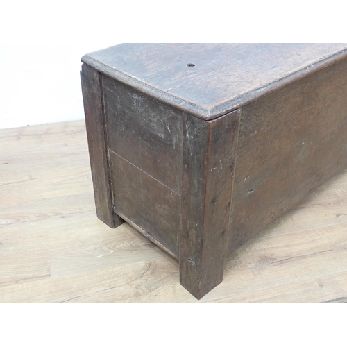 61 - A 17th Century Welsh Borders type oak Coffer of plank construction within dug out supports 5ft W x 1... 