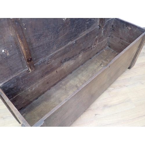 61 - A 17th Century Welsh Borders type oak Coffer of plank construction within dug out supports 5ft W x 1... 