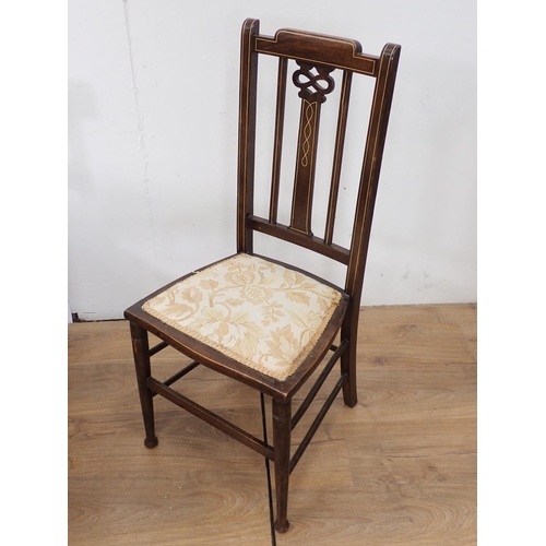 611 - Two Victorian mahogany bar back Dining Chairs, two balloon back Chairs and an Edwardian mahogany and... 