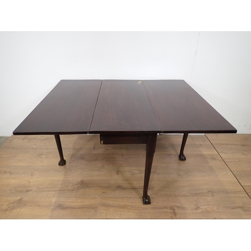 613 - A 19th Century mahogany dropleaf Dining Table mounted on claw and ball feet 3ft 5in W x 2ft 4in H