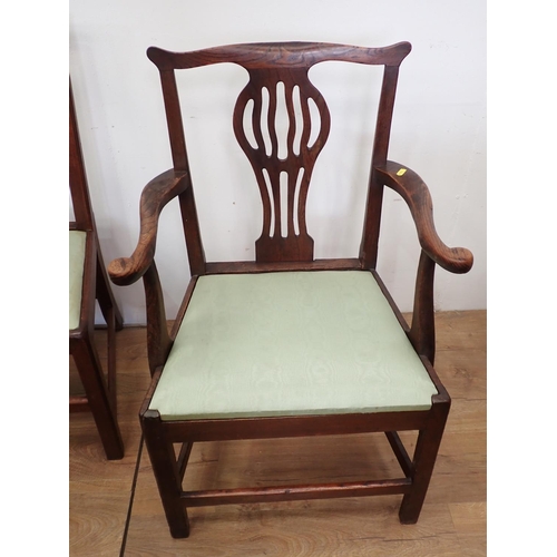 614 - Eight assorted late 18th and early 19th Century oak and elm Dining Chairs including two Carvers