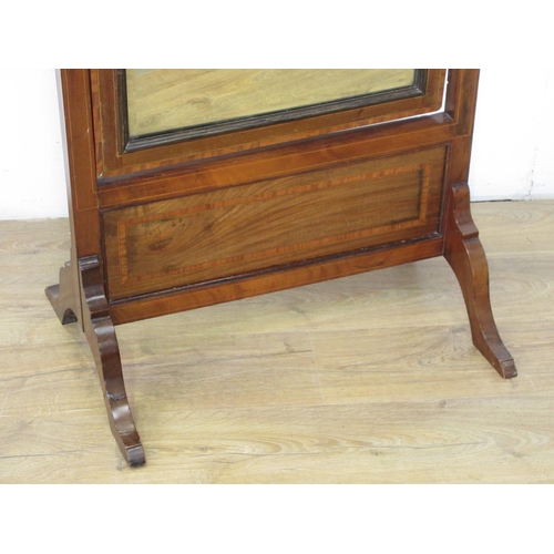 622 - An Edwardian mahogany and inlaid cheval Robing Mirror 5ft 6in H x 2ft 1 1/2in W