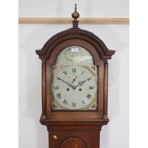 637 - A late 18th Century oak Longcase Clock with arched dial by Paxton 7ft 5in H