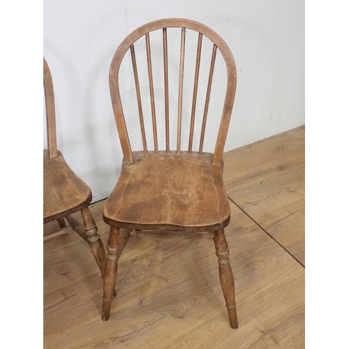 642 - A set of four antique stick back ash and beech Kitchen Chairs