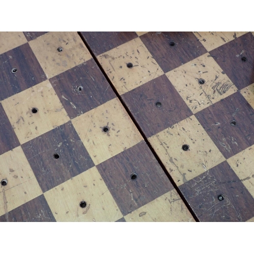 650 - A mahogany Games Board with two sets of draughts