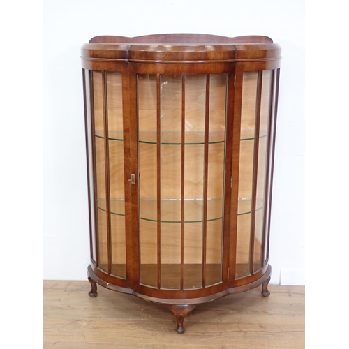 66 - An Art Deco style walnut veneered Display Cabinet 4ft 4in H x 3ft W