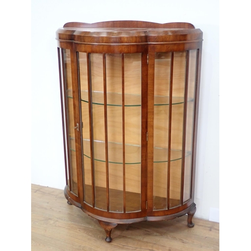 66 - An Art Deco style walnut veneered Display Cabinet 4ft 4in H x 3ft W