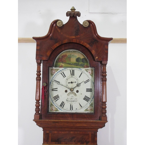 662 - A 19th Century oak and mahogany Longcase Clock with painted arched dial by James Dorking, Birmingham... 