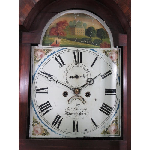 662 - A 19th Century oak and mahogany Longcase Clock with painted arched dial by James Dorking, Birmingham... 