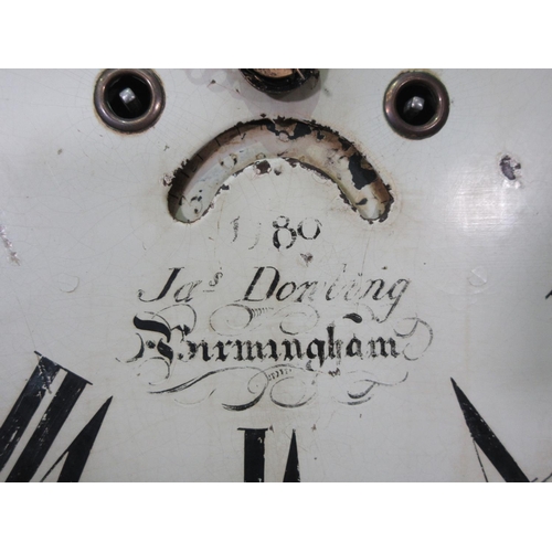 662 - A 19th Century oak and mahogany Longcase Clock with painted arched dial by James Dorking, Birmingham... 