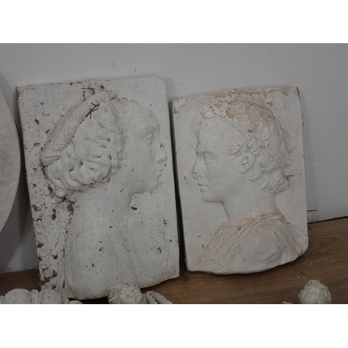 678 - A quantity of plaster Plaques and a Wall Pocket