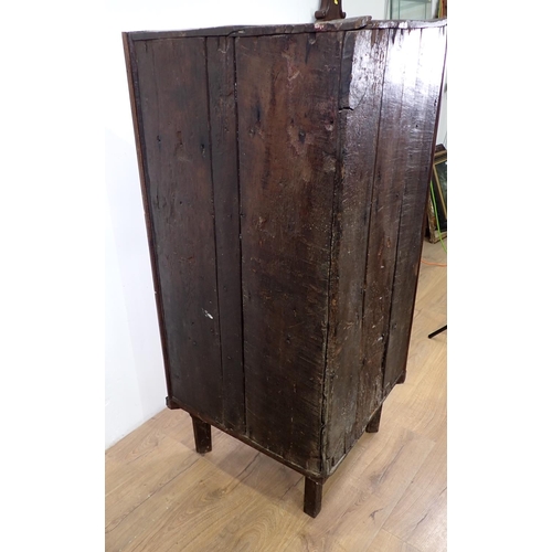 679 - An antique oak and glazed standing Corner Cabinet 4ft 9in H x 3ft W