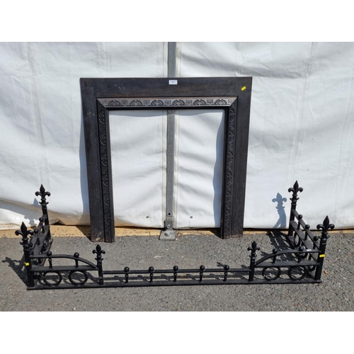 681 - A cast iron Fire Surround 3ft 2in W x 3ft 2in H and a Fender 5ft 2in W