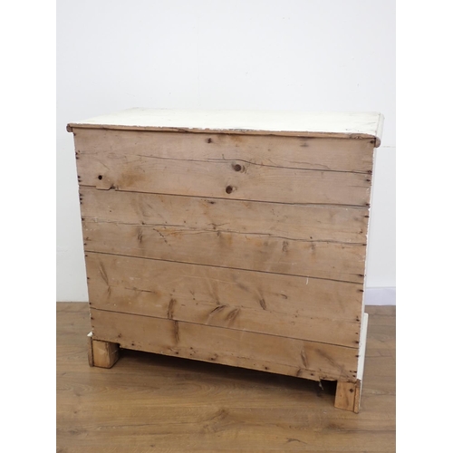 95 - A Victorian white painted pine Chest of two short and two long drawers on plinth base 3ft 1in W x 3f... 